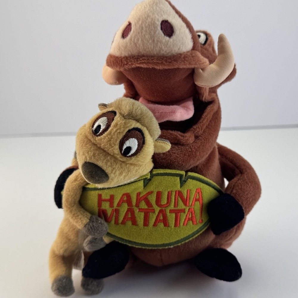 Disney Timon & Pumba Message Plush 7" Hakuna Matata! WDW Disneyland Rare NWT